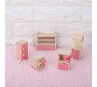 Tnfeeon Juego de Muebles para Casa de Muñecas 1:12, Accesorios de Cocina y Dormitorio de Madera para Juegos de Simulación, Ideal para Niños y Niñas de 3 a 5 Años (Cocina)