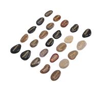 Tnfeeon Juego de Piedras de Cristal Grabado para Principiantes, Juego de Cristal Curativo para últimos Suministros de Altar Pagano Nórdico, Piedras de Runa Curativas Wiccan Reiki, 25 Piezas de de Runa