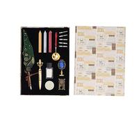 Tnfeeon Juego de Pluma de Pluma Kit de Escritura Vintage con de Inmersión de Caligrafía Antigua Soporte de Latón de Vidrio Sello de Cera para Escritores Maestros Invitaciones de Boda Diario Punta de