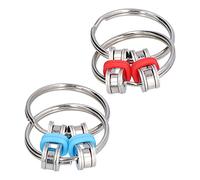 Tnfeeon Juguete Antiestrés con Cadena de Acero Inoxidable, Llavero de Descompresión Portátil para Aliviar la Ansiedad, Ideal para Adultos y Adolescentes, Rojo y Azul