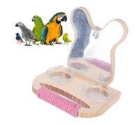 Tnfeeon Juguete con Espejo para Pájaros con Percha, Cuenco de Alimentación de Acero Inoxidable para Jaula, Jaula para Loros, Plataforma de Perca de Madera, Comedero Colgante, Taza para