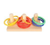 Tnfeeon Juguete de Anillo para Pájaros para Loros, Entrenamiento Mental Interactivo, Actividad de Rompecabezas Desafiante Que Promueve el Comportamiento de Masticación Natural, Base de Madera con