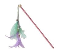 Tnfeeon Juguete de Plumas para Varita de Gato, Varita Interactiva de Felpa Que Activa los Instintos de Caza con Plumas y Campanas Coloridas de 22.8 Pulgadas de Largo para Gatos de Interior, el