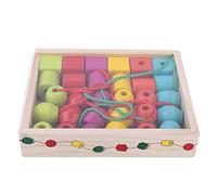 Tnfeeon Juguete para Enhebrar Cuentas, Bloques Apilables de Madera para Principiantes, Desarrolla Habilidades Motoras Finas, Reconocimiento de Colores a Través del Juego Práctico, Contenedor de 10