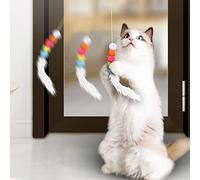 Tnfeeon Juguetes para Gatos, Juguetes Interactivos para Gatitos con Campana, Cuerda Elástica Ajustable para Gatos Juguetones de Interior (Gusano de Papel Ruidoso)