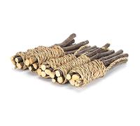 Tnfeeon Juguetes para Masticar Animales Pequeños, Golosinas Molares de Madera Natural para Hámsteres, Conejos, Chinchillas, Promueven la Salud de Forma Segura con Cuerda de Manzano y Hierba Marina