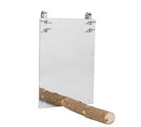Tnfeeon Juguetes para Percas con Espejo para Pájaros, Madera Natural y Acero Inoxidable, Parque Infantil Ideal para Periquitos, Periquitos, Cacatúas y Otras Aves