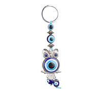 Tnfeeon Llavero de ojo malvado azul, llavero de búho creativo hecho a mano, llavero con amuleto, colgante para llaveros, manualidades y accesorios para bolsas de cordones