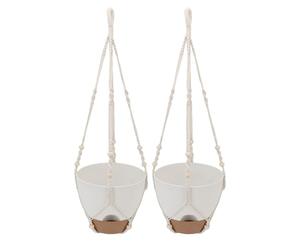 Tnfeeon Maceta Colgante de Riego Automático de 10.0 in, Maceta Colgante de Plástico con Ventana de Agua y Gancho de Cadena Bohemio, Drenaje de Malla para Interior y Exterior, Patio, Balcón,