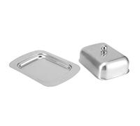 Tnfeeon Mantequera con Tapa Mantequilla de Acero Inoxidable Diseño de Doble Aislamiento 18,5 X 12,2 X 7 Cm Material de Calidad Alimentaria Acabado de Lijado para Encimera de Cocina y Uso en Mesa