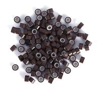 Tnfeeon Microanillos Forrados de Silicona de 1000 Piezas, Herramientas de Extensión de Cabello de Aluminio, Cuentas Suaves Indetectables para Uso Profesional y Doméstico (MEDIUM BROWN)