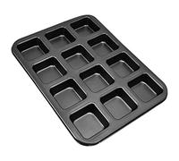 Tnfeeon Mini Moldes para Hornear Pan, Molde para Brownie de Acero Al Carbono con Revestimiento Antiadherente, 12 Cavidades de 10,5 X 14,0 Pulgadas para Brownies, Mini Pasteles, Postres, Horneado en