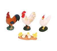 Tnfeeon Modelo de Animales de Granja Meticulosamente Pintado a Mano Pequeño Adorno de Vinilo de 4 Piezas Granja Pollo Animal Juguete Gallina Gallo Pollito para ExhibicióN