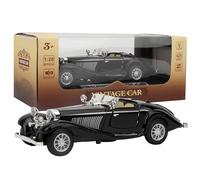 Tnfeeon Modelo de Coche Antiguo, Juguete Extraíble de Aleación con Luces y Música, Escala Realista 1:18, Color Rojo para Jóvenes Entusiastas, Regalo de Cumpleaños y Navidad (Black)