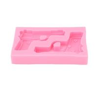 Tnfeeon Molde de Silicona para Fondant con Forma de Pistola 3D, Rosa, Apto para Horno y Microondas, para Decoración de Tartas