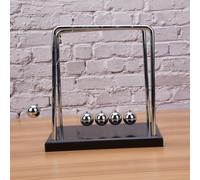 Tnfeeon Newton's Cradle Balance Balls, Principios de Física Herramienta de Aprendizaje Movimiento de Oscilación Suave Bolas de Metal Línea ABS 7 Pulgadas de Altura Oficina Hogar Espacio de Estudio