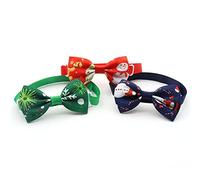 Tnfeeon Pajarita para Perro, Collar Navideño Ajustable para Mascotas con Lazo de Poliéster, Ajuste de Cuello de 20 a 38 Cm, Accesorio de Disfraz Navideño para Perros y Gatos, Patrón Festivo, Ropa