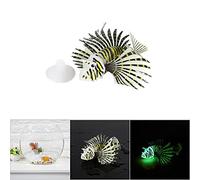 Tnfeeon Peces artificiales brillantes, 4 colores, decoración de pez león, brilla en la oscuridad, decoración ideal para acuario con 4 colores para seleccionar (negro)