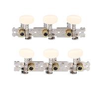 Tnfeeon Peguas de Ajuste de Guitarra 3R 3R de Doble Hoyo para Guitarras Clásicas Folclóricas Acústicas, Placas de Níquel con Botones Blancos Lechoso