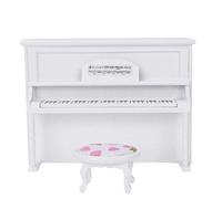 Tnfeeon Piano de Casa de Muñecas, Elegante Piano Vertical de Madera con Taburete, Muebles de Casa de Muñecas a Escala 1:12 para Habitación de Niños (White)