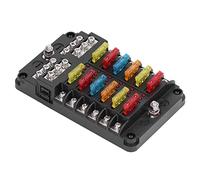 Tnfeeon Portafusibles, Cuerpo PBT con Indicador LED, Bloque de Fusibles de 6 Vías, Cubierta Impermeable para Aplicaciones Automotrices y Marinas