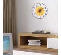 Tnfeeon Reloj de Pared, Patrón de Girasol de Color Brillante, Diseño Elegante de 30 Cm para Decoración de Sala de Estar, Decoración Elegante para Colgar en la Pared del Hogar