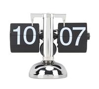 Tnfeeon Reloj retro abatible automático, digital, reloj de escritorio vintage, funciona con pilas, reloj de escritorio mecánico para oficina en casa, All Black