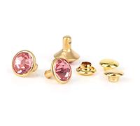 Tnfeeon Remaches de Cristal, Adornos Artesanales de Cuero Versátiles que Añaden Brillo a Bolsos, Ropa y Zapatos, 10 Piezas en Colores Amarillo, Rosa y Azul para Diseñadores de Moda DIY (Borde dorado