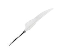 Tnfeeon Set de Bolígrafo y Cuaderno de Cuero Feather Dip, Bolígrafo Elegante Lujo para Escribir, Escritores y Entusiastas la Caligrafía (WHITE)