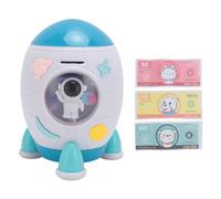 Tnfeeon Spaceship Coin Bank Money Saving Box para Niños con Protección de Contraseña Bill Auto Roll Bill Violet Light Detection Tema de Plástico ABS