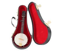 Tnfeeon Strings de Banjo Auténtica Mini Réplica Hecha a Mano de Basswood Wood con Soporte de Exhibición y Estuche de Almacenamiento Ideal para Entusiastas de la Música de la Casa