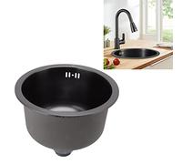 Tnfeeon Tazón único de Acero Inoxidable de Fregadero de Cocina Redondo, 11.73x10.04x6.50in Nano Black Basin con Doble Drenaje de Montaje para Renovación del Hogar (Nano Black King Kong)