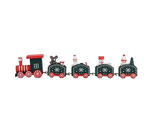 Tnfeeon Trenes de Papá Noel de Madera, Letras de Aprendizaje Educativo, Juego Interactivo de Números en Colores Rojo, Blanco, Verde, Modelo de Madera de 6 Pulgadas para Navidad, Decoración Festiva