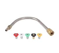 Tnfeeon Varita de Extensión para Lavadora a Presión, Acero Inoxidable con Varilla Curva, 4000 PSI para Limpieza de Techos y Canalones (En forma de U con 5 boquillas)