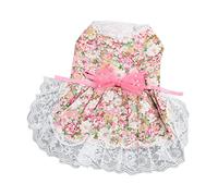 Tnfeeon Vestido Floral para Perros, Vestido Suave y Cómodo con Lazo para Perros, Ropa Elegante para Mascotas para Pequeños y Gatos en Eventos Formales (M)