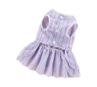 Tnfeeon Vestido para Mascotas para Bulldog Francés Bichon Teddy Pomeranian, Vestido de a Rayas de Poliéster, Diseño Cómodo y Elegante con Lazo, Uso en Primavera y Verano (L)