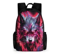 TNFHSOFT Lobo Mochila Escolar Infantil Gran Capacidad 3D Mochilas Escolares Con Tema De Animales salvajeses Mochilas Para Niñas Estudiantes Adolescentes Fans 42x30.5cm