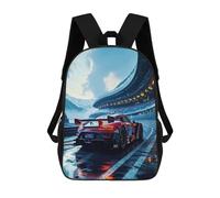 TNFHSOFT Mochila Infantil, Mochilas Escolares, Coches deportivos Mochilas 3D Estampado Mochila Bolsa Mochila Escolar De Carreras de caballos Mochilas Para Niños Navidad Lunch Book Bag 17inch