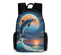 TNFHSOFT Mochilas Mochila Escolar Para Niños Mochila Escolar Mochila Escolar De Delfines En 3D De Para Niños Estudiantes De PriMaría Y Secundaria De 17 Pulgadas