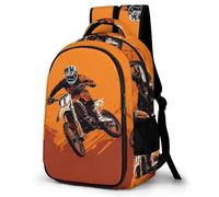 TNFHSOFT Mochilas Mochila Escolar Para Niños Mochila Escolar Mochila Escolar De Motocross bicicleta En 3D De Para Niños Estudiantes De Primaria Y Secundaria De 17 Pulgadas