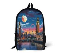 TNFHSOFT Paisaje urbano de Londres Mochilas Escolares Juveniles,Material Escolar Para Niños,Mochila Infantiles Gran Capacidad Para Colegio, Merchandising Regalos Para Niños Niñas Y Adolescentes
