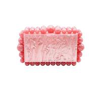 Tngan Bolso de mano acrílico para mujer, bolso de mano de mármol para boda, cóctel, fiesta, banquete, Rosado