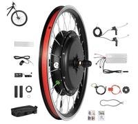 TNGBXR Rueda delantera E Bike, kit de conversión de bicicleta eléctrica con indicador LED, bolsa de almacenamiento para el regulador y 2 manillares, para la rueda delantera de dos ruedas