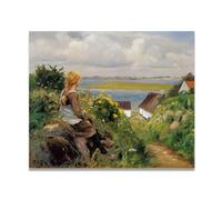 TNGHHSGA Absorta En Sus PensamientosHans Andersen Brendekilde Arte en Lienzo Paisaje Rural Vintage40x48cm Sin marco