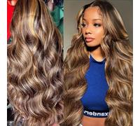 TNICE Body Wave human hair Curly Wigs 13x4 Lace Front 26 inch #4/27 Blonde