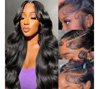 TNICE Body Wave human hair Curly Wigs 13x6 Front Lace 20 inch Natural Color