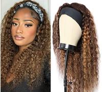 TNICE Deep Wave Headband Wig Human Hair Brazilian Hair None Lace Front Wigs for Black Women P4/27 Highglight Color 12 inch