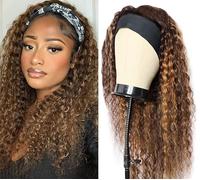 TNICE Deep Wave Headband Wig Human Hair Brazilian Hair None Lace Front Wigs for Black Women P4/27 Highglight Color 16 inch