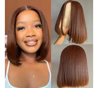 TNICE Human Hair 4x4 HD Lace Front Straight Bob Wig Glueless 150% Density Short Bob Wigs Brazilian Virgin Natural Wigs for Black Women Chocolate Brown 12 Inch