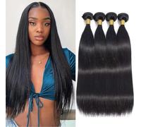 TNICE Human Hair Bundles Brazilian Straight Hair (10"12"14"16", 280g) 100% Unprocessed Virgin Weave Hair Human 4 Bundles for Women Hair Extensions Natural Black Color
